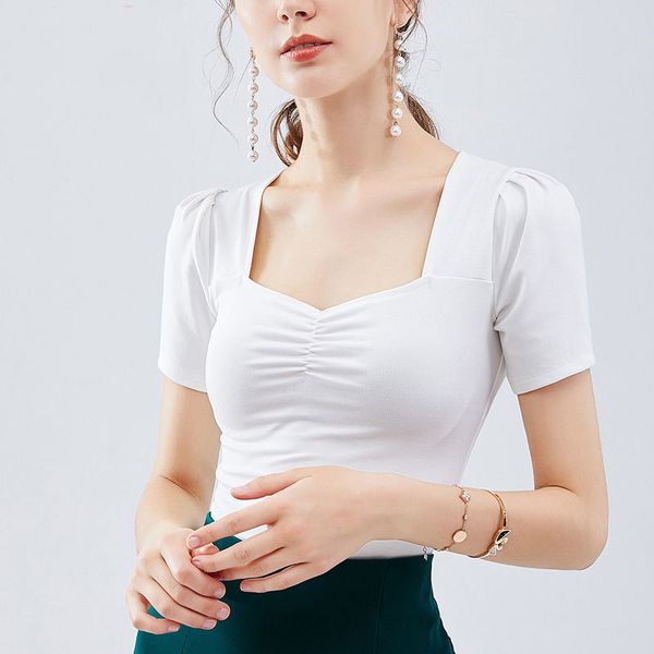 womens spring summer style cotton blouse shirt womens solid color square collar puff sleeve elegant slim dd8402, White
womens spring summer style cotton blouse shirt womens solid color square collar puff sleeve elegant slim dd8402, White