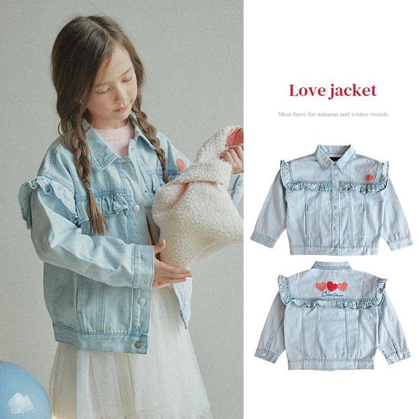 jackets autumn girls' denim jacket korean version sweet fashion light blue ruffle heart-shaped patch coat 2021 middle small children, Blue;gray
jackets autumn girls' denim jacket korean version sweet fashion light blue ruffle heart-shaped patch coat 2021 middle small children, Blue;gray