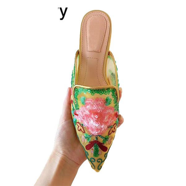 sandals summer shoes lazy mullers lace pointed toe flat slippers embroidery sequins flowers flipflops sandals retro loafers bb9l, Black
sandals summer shoes lazy mullers lace pointed toe flat slippers embroidery sequins flowers flipflops sandals retro loafers bb9l, Black