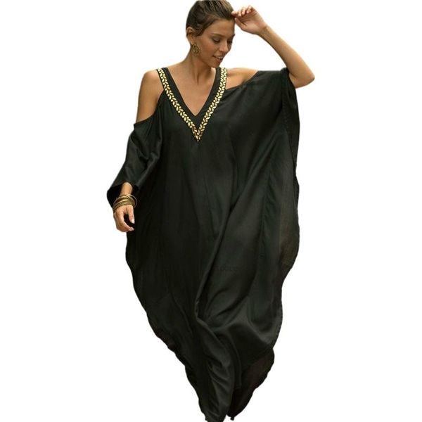 black v-neck beach tunic cotton cover up saida de praia swimsuit women bikini pareo sarong beachwear women's swimwear, White;black
black v-neck beach tunic cotton cover up saida de praia swimsuit women bikini pareo sarong beachwear women's swimwear, White;black