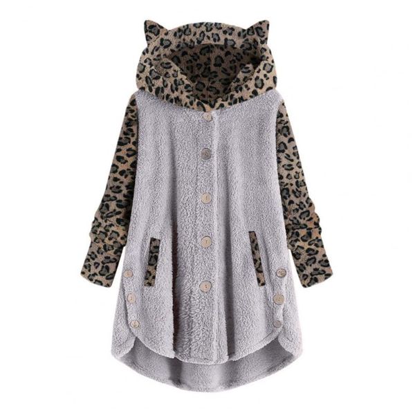 women's jackets women casual hoodie ears leopard patchwork autumn winter jacket warm single-breasted irregular plush coat streetwear pl, Black;brown
women's jackets women casual hoodie ears leopard patchwork autumn winter jacket warm single-breasted irregular plush coat streetwear pl, Black;brown