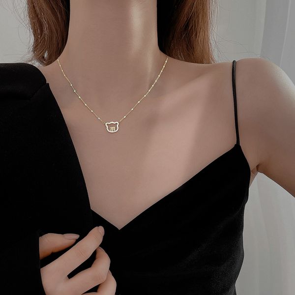 little bear letter necklace female niche design feeling delicate temperament collarbone chain new summer, Silver
little bear letter necklace female niche design feeling delicate temperament collarbone chain new summer, Silver