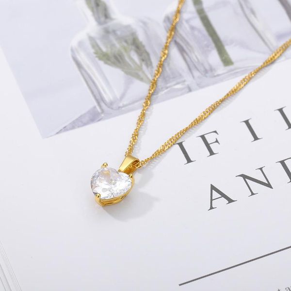 pendant necklaces heart for women stainless steel gold chain zircon necklace plated clavicle choker valentine gifts, Silver
pendant necklaces heart for women stainless steel gold chain zircon necklace plated clavicle choker valentine gifts, Silver