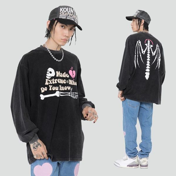 men's t-shirts oversized distressed t shirts men hip hop harajuku skull heart print long sleeve tee couple streetwear punk rock gothic, White;black
men's t-shirts oversized distressed t shirts men hip hop harajuku skull heart print long sleeve tee couple streetwear punk rock gothic, White;black