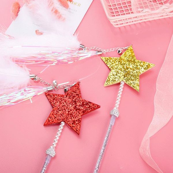 cat teaser toy fake feather wand with bell & tassels shining star decor interactive toys
cat teaser toy fake feather wand with bell & tassels shining star decor interactive toys