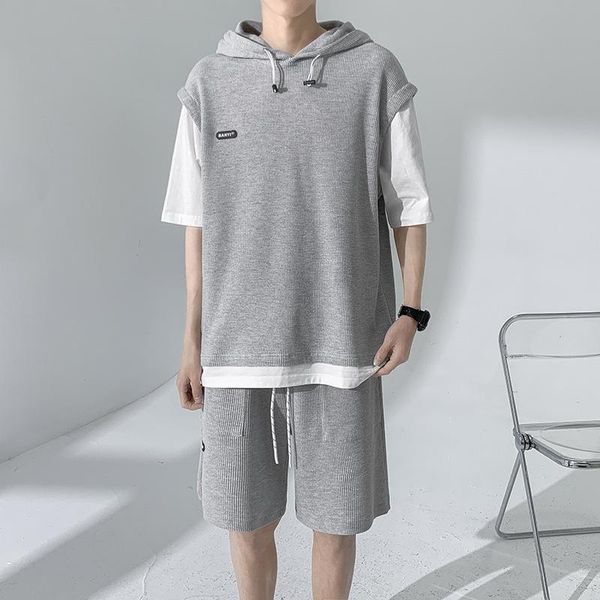 summer casual men sets two piece t-shirts shorts tracksuit set short sleeve fashion hip hop waffle sport track suit men's tracksuits, Gray
summer casual men sets two piece t-shirts shorts tracksuit set short sleeve fashion hip hop waffle sport track suit men's tracksuits, Gray