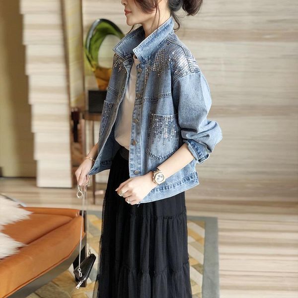 women's denim jacket coat sequins bf jeans outwear female spring autumn casual loose cowboy harajuku plus size jackets, Black;brown
women's denim jacket coat sequins bf jeans outwear female spring autumn casual loose cowboy harajuku plus size jackets, Black;brown