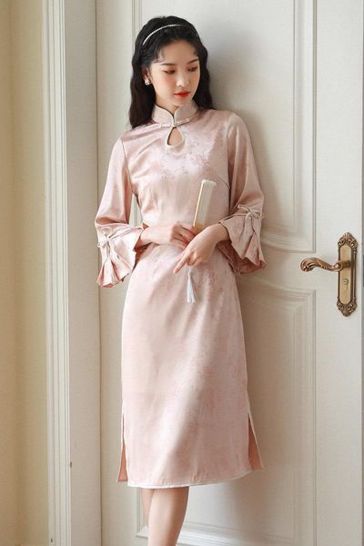 casual dresses summer vintage french fashion designer hollow cheongsam modern girl pink improved elegant dress women's clothing, Black;gray
casual dresses summer vintage french fashion designer hollow cheongsam modern girl pink improved elegant dress women's clothing, Black;gray