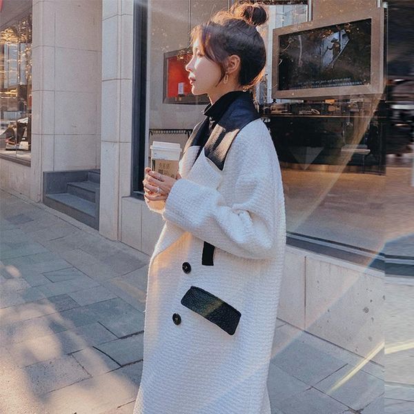 women's trench coats tweed windbreaker coat long 2021 autumn winter color contrast stitching double breasted female, Tan;black
women's trench coats tweed windbreaker coat long 2021 autumn winter color contrast stitching double breasted female, Tan;black