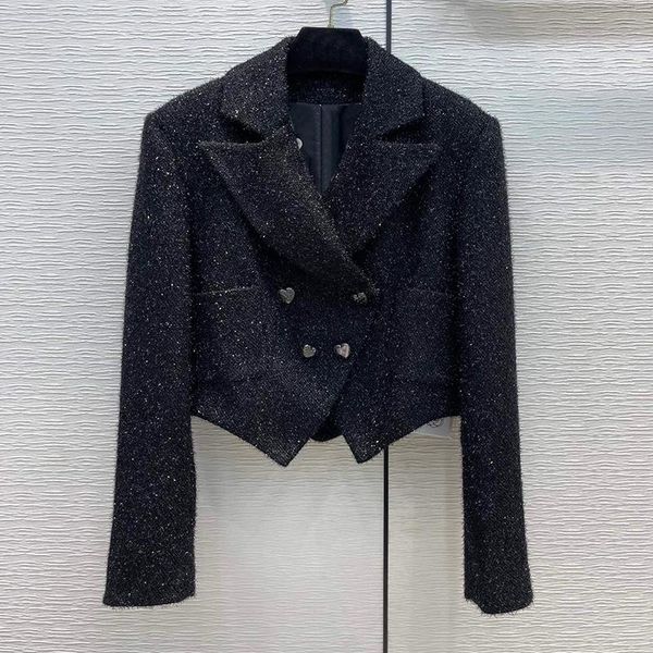 women's jackets fashion solid black slim tweed jacket women silk liner notched double breasted elegant short coat lady 2021 aut, Black;brown
women's jackets fashion solid black slim tweed jacket women silk liner notched double breasted elegant short coat lady 2021 aut, Black;brown
