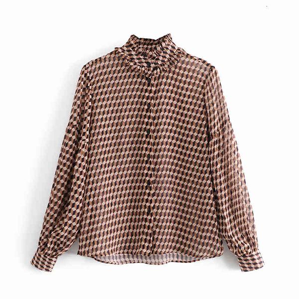 women's knits & tees vintage women lozenge plaid shirts fashion ladies ruffles stand collar loose streetwear female chic slee, White
women's knits & tees vintage women lozenge plaid shirts fashion ladies ruffles stand collar loose streetwear female chic slee, White