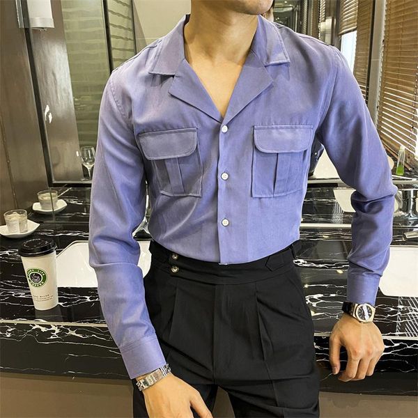 men's casual shirts safari shirt men solid white purple cuba collar double pocket slim fit italian business prom, White;black
men's casual shirts safari shirt men solid white purple cuba collar double pocket slim fit italian business prom, White;black