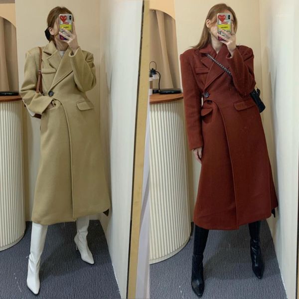 women's wool & blends french niche autumn and winter outfit temperament personality is irregular a buckle woolen long coat female, Black
women's wool & blends french niche autumn and winter outfit temperament personality is irregular a buckle woolen long coat female, Black