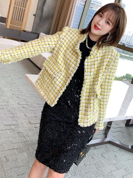 contrast color plover case mix knitted tweed tassel burrs without buckle jacket couture autumn plus sizes large size women's two piece, White
contrast color plover case mix knitted tweed tassel burrs without buckle jacket couture autumn plus sizes large size women's two piece, White
