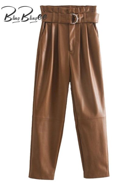 women's pants & capris blingblingee za 2022 spring woman trousers folds front high waist casual faux pu leather belted ankle length str, Black;white
women's pants & capris blingblingee za 2022 spring woman trousers folds front high waist casual faux pu leather belted ankle length str, Black;white