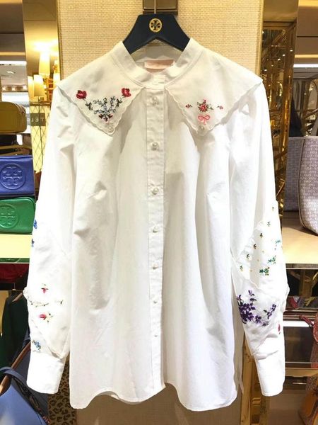 women's blouses & shirts long-sleeved shirt with round collar and embroidery for ladies in 2021, White
women's blouses & shirts long-sleeved shirt with round collar and embroidery for ladies in 2021, White