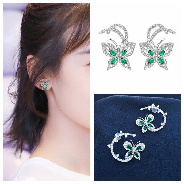 stud s925 sterling silver zircon butterfly green brick ladies style earrings monaco woman jewelry cute high-end love, Golden;silver
stud s925 sterling silver zircon butterfly green brick ladies style earrings monaco woman jewelry cute high-end love, Golden;silver