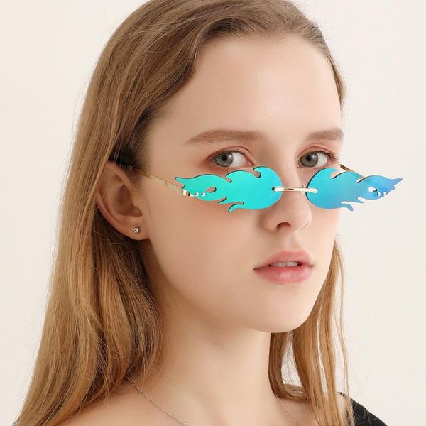 sunglasses 2021 fashion fire flame women men brand design rimless wave eyewear luxury trending narrow sun glasses streetwear, White;black
sunglasses 2021 fashion fire flame women men brand design rimless wave eyewear luxury trending narrow sun glasses streetwear, White;black