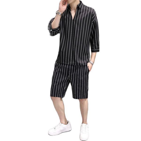 fashion summer striped shirt for men with cropped cuffs and loose young midsleeved cotton -3xl men's tracksuits, Gray
fashion summer striped shirt for men with cropped cuffs and loose young midsleeved cotton -3xl men's tracksuits, Gray