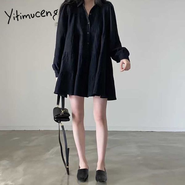 yitimuceng ruched dresses for women button up oversize high waist black apricot sundress summer korean fashion mini dress 210601, Black;gray
yitimuceng ruched dresses for women button up oversize high waist black apricot sundress summer korean fashion mini dress 210601, Black;gray