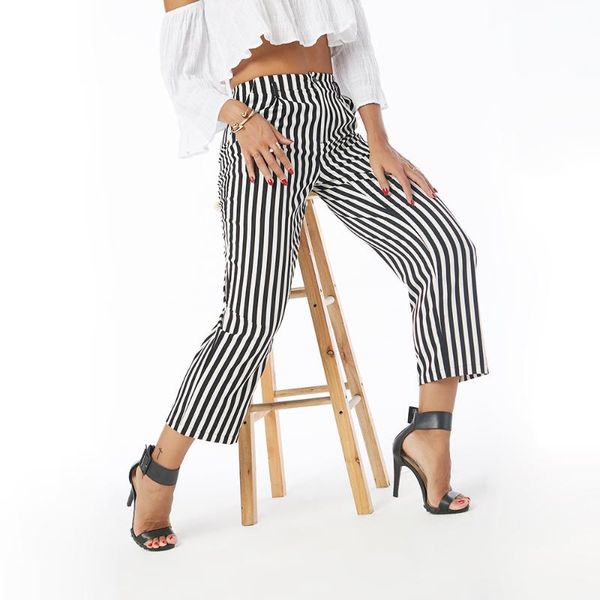 women's t-shirt in the spring of 2021 european and american foreign trade stripe leisure commute nine minutes pants, White
women's t-shirt in the spring of 2021 european and american foreign trade stripe leisure commute nine minutes pants, White