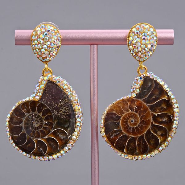 guaiguai jewelry natural ammonite fossils cz pave earrings handmade for women real gems stone lady fashion jewellry, Silver
guaiguai jewelry natural ammonite fossils cz pave earrings handmade for women real gems stone lady fashion jewellry, Silver