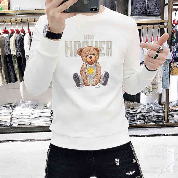 spring and autumn new long sved t-shirt sweater bear printed letter pure cotton men's wear, White;black
spring and autumn new long sved t-shirt sweater bear printed letter pure cotton men's wear, White;black