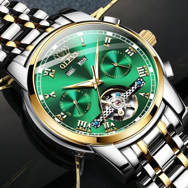 brand automatic mechanical men watch waterproof date week fashion tourbillon design men's watches gift for male wristwatches, Slivery;brown
brand automatic mechanical men watch waterproof date week fashion tourbillon design men's watches gift for male wristwatches, Slivery;brown