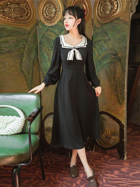 casual dresses navy collar college style black spring/autumn ladies sweet lovely dress stitching bow cute long sleeve kawaii, Black;gray
casual dresses navy collar college style black spring/autumn ladies sweet lovely dress stitching bow cute long sleeve kawaii, Black;gray