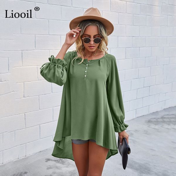 shorts casual loose blouses women asymmetric long lantern sleeve button up o neck solid ladies autumn shirts, White;black
shorts casual loose blouses women asymmetric long lantern sleeve button up o neck solid ladies autumn shirts, White;black