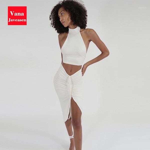 two-piece skirt women clothes suit white halter neck sleeveless crop pleated high waist lace-up skirts 2pcs women's tracksuits, Gray
two-piece skirt women clothes suit white halter neck sleeveless crop pleated high waist lace-up skirts 2pcs women's tracksuits, Gray