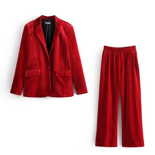 pant female gold veet red jacket suit high waist two piece set 2021 spring autumn loose elegant women coat pants outfits, White
pant female gold veet red jacket suit high waist two piece set 2021 spring autumn loose elegant women coat pants outfits, White