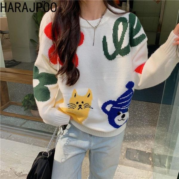 women's sweaters harajpoo pullover woman japanese cartoon printing knitted autumn winter 2021 loose lazy o neck ladies y2k black ins cl, White;black
women's sweaters harajpoo pullover woman japanese cartoon printing knitted autumn winter 2021 loose lazy o neck ladies y2k black ins cl, White;black