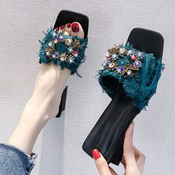 womens slippers summer wear fashion rhinestone mid-heel thick heel flip-flops social outing sandals and slippers women shoes, Black
womens slippers summer wear fashion rhinestone mid-heel thick heel flip-flops social outing sandals and slippers women shoes, Black