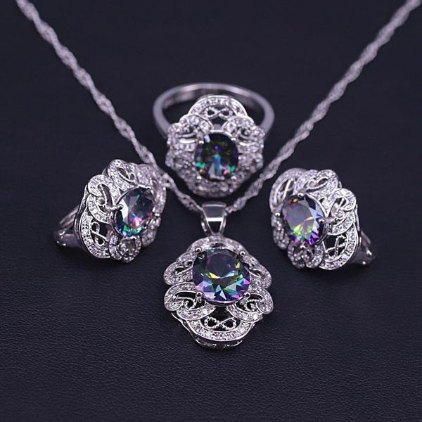 many colors silver color jewelry set for women rainbow zircon bridal hoop earrings ring necklace &
many colors silver color jewelry set for women rainbow zircon bridal hoop earrings ring necklace &