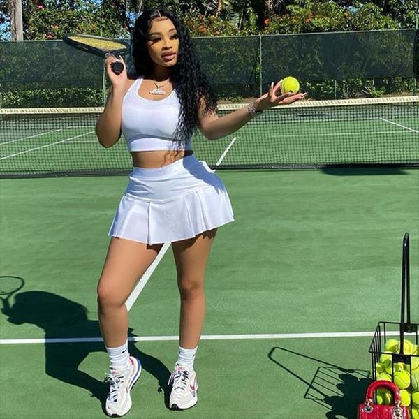 solid 2 two piece set womens tracksuits tracksuit halter crop pleated skirt sets summer vacation outfits femme streetwear, Gray
solid 2 two piece set womens tracksuits tracksuit halter crop pleated skirt sets summer vacation outfits femme streetwear, Gray