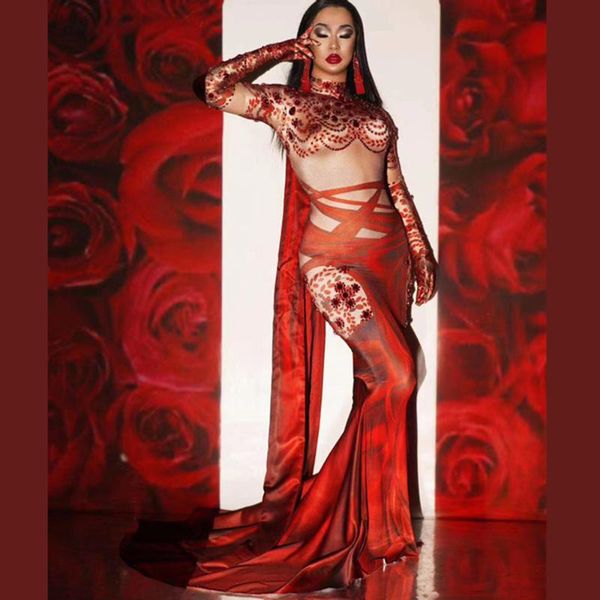 stage wear red rhinestone long train dress women evening costume prom celebrate big tail dresses stretch nude wedding party, Black;red
stage wear red rhinestone long train dress women evening costume prom celebrate big tail dresses stretch nude wedding party, Black;red