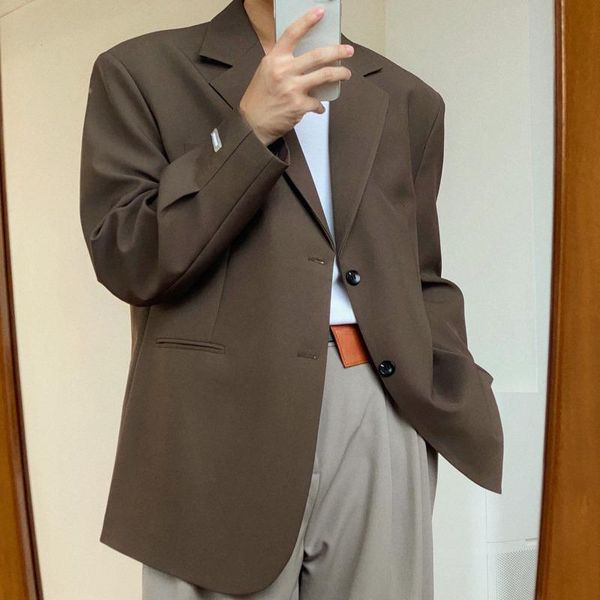 men's suits & blazers causal single breasted autumn 2021 vintage brown clothes casual niche design loose suit coat, White;black
men's suits & blazers causal single breasted autumn 2021 vintage brown clothes casual niche design loose suit coat, White;black