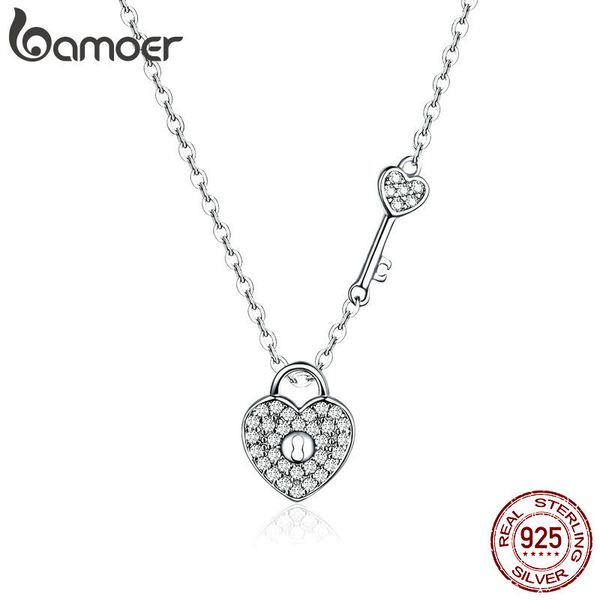 bamoer pure 925 sterling silver clear cz heart lock and key link chain choker necklace for women luxury statement jewelry scn315, Golden;silver
bamoer pure 925 sterling silver clear cz heart lock and key link chain choker necklace for women luxury statement jewelry scn315, Golden;silver