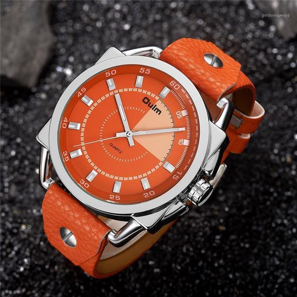 wristwatches oulm watches orange color leather wristwatch big style casual male quartz sport watch military hours erkek kol saati, Slivery;brown
wristwatches oulm watches orange color leather wristwatch big style casual male quartz sport watch military hours erkek kol saati, Slivery;brown