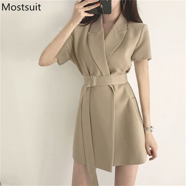 summer korean office blazer dress women short sleeve belted mini dresses fashion elegant ladies vestidos 210513, Black;gray
summer korean office blazer dress women short sleeve belted mini dresses fashion elegant ladies vestidos 210513, Black;gray