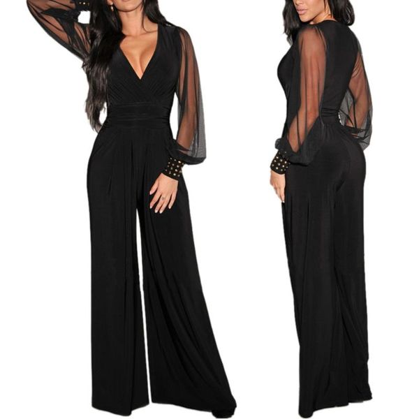 women's clothes spring fashion female outfit v-neck net yarn splicing rivet straight jumpsuits women suits two piece dress, White
women's clothes spring fashion female outfit v-neck net yarn splicing rivet straight jumpsuits women suits two piece dress, White