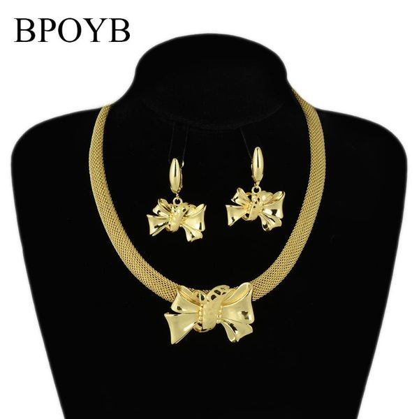 earrings & necklace bpoyb pure gold color laser pattern bowknot luxury african italy jewelry set dubai designers, Silver
earrings & necklace bpoyb pure gold color laser pattern bowknot luxury african italy jewelry set dubai designers, Silver