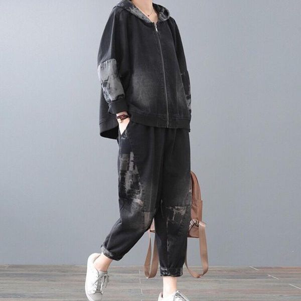 women's two piece pants fairynatural korean designer style ladies retro print jackets and elastic waist harem women casual oversizeed p, White
women's two piece pants fairynatural korean designer style ladies retro print jackets and elastic waist harem women casual oversizeed p, White