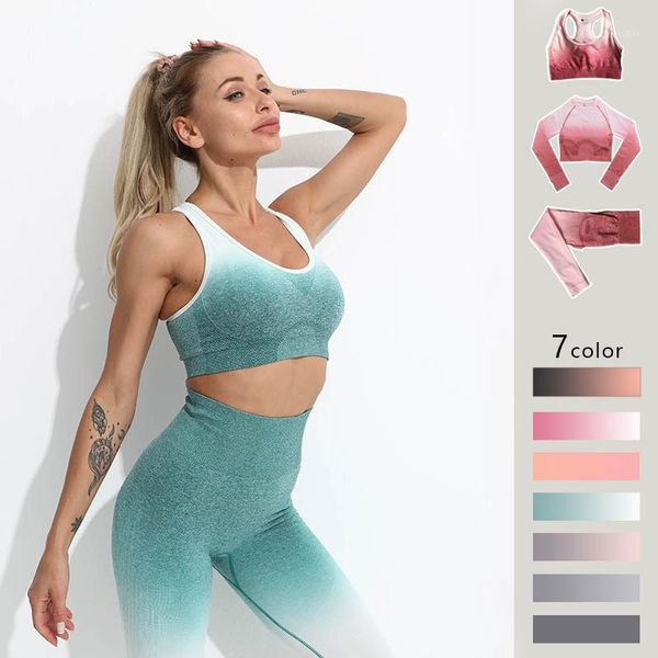 yoga outfit women seamless sport gym set fitness clothing ombre leggings+sports bra 2 piece running wear
yoga outfit women seamless sport gym set fitness clothing ombre leggings+sports bra 2 piece running wear