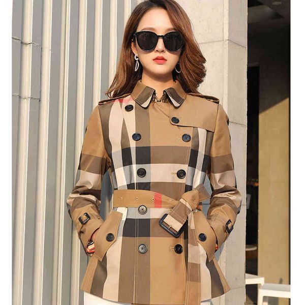 dust coat 2021 spring and autumn british fashion b women's double breasted slim fit camel large lattice waterproof cotton windbreaker, Tan;black
dust coat 2021 spring and autumn british fashion b women's double breasted slim fit camel large lattice waterproof cotton windbreaker, Tan;black