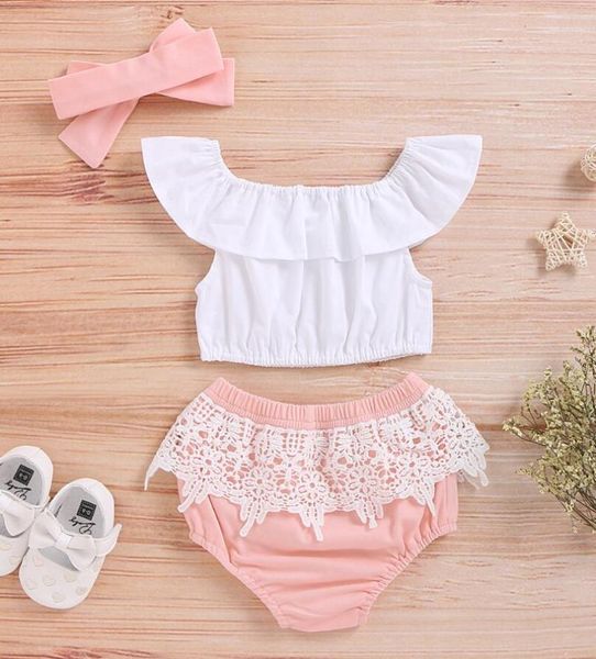 style born baby girl clothes fresh solid color boat neck off shoulder romper lace triangle shorts 2pcs outfits suit clothing sets, White
style born baby girl clothes fresh solid color boat neck off shoulder romper lace triangle shorts 2pcs outfits suit clothing sets, White