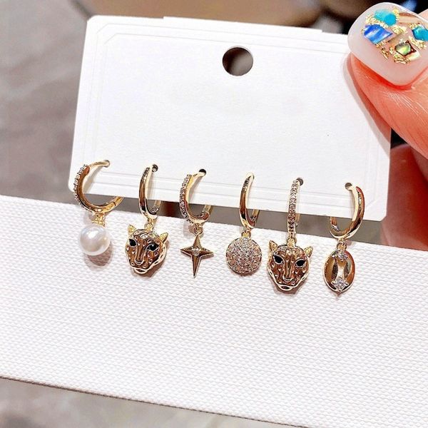 earrings set exquisite fashion zircon micro inlaid leopard head ear buckle earrings women plated with real gold, Golden
earrings set exquisite fashion zircon micro inlaid leopard head ear buckle earrings women plated with real gold, Golden