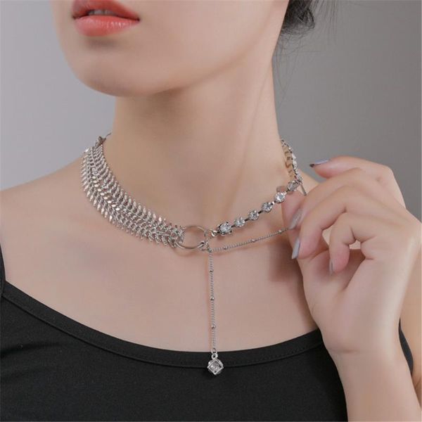 pendant necklaces 316l stainless steel hip-hop personality multi-layer necklace stitching inlaid zircon collier piment, Silver
pendant necklaces 316l stainless steel hip-hop personality multi-layer necklace stitching inlaid zircon collier piment, Silver