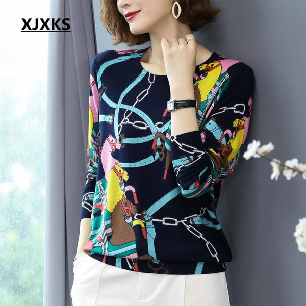 women's sweaters xjxks round neck long sleeve fashion printed women sweater 2021 autumn winter wool knitted pullover, White;black
women's sweaters xjxks round neck long sleeve fashion printed women sweater 2021 autumn winter wool knitted pullover, White;black